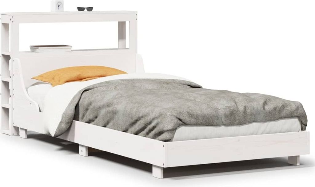 Massivholzbett ohne Matratze Weiß 75x190 cm Kiefernholz