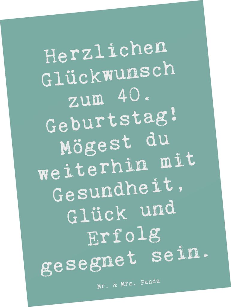 Mr. & Mrs. Panda Postkarte Spruch 40. Geburtstag - Meeresbrise - Geschenk, Postkarten, Erfolg, Geburtstagsgeschenk, Happy Birthday, spruchkarte, An...