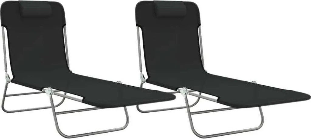 Lettini Pieghevoli 2 Pezzi in Textilene e Acciaio - Offerta Giardino