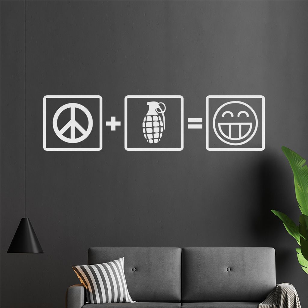 Peace + Granate Wandtattoo in 6 Größen - Wandaufkleber Wall Sticker - Dekoration, Küche, Wohnzimmer, Schlafzimmer, Badezimmer