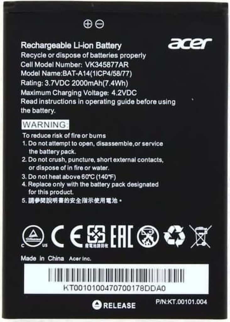 Acer KT.00101.002 Notebook-Ersatzteil Akku (KT.00101.002)