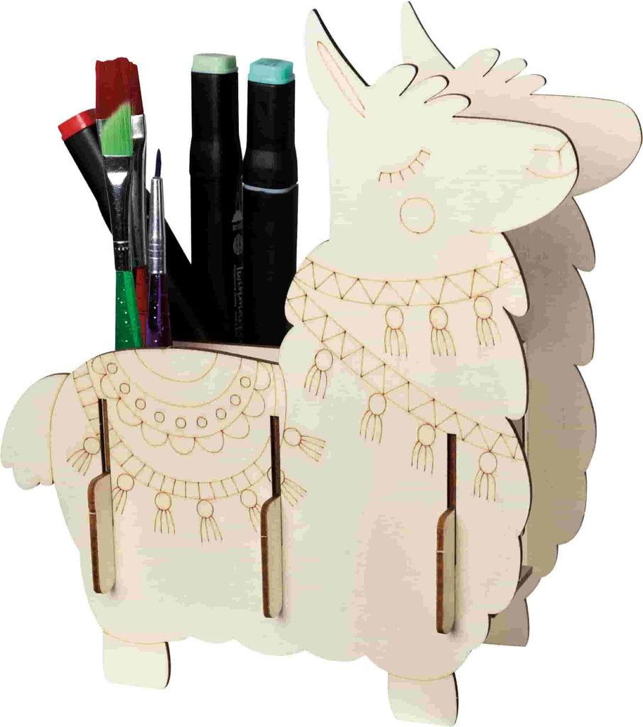 Pebaro | Lasergeschnitzter Bleistifthalter aus Holz in Form eines Lamas