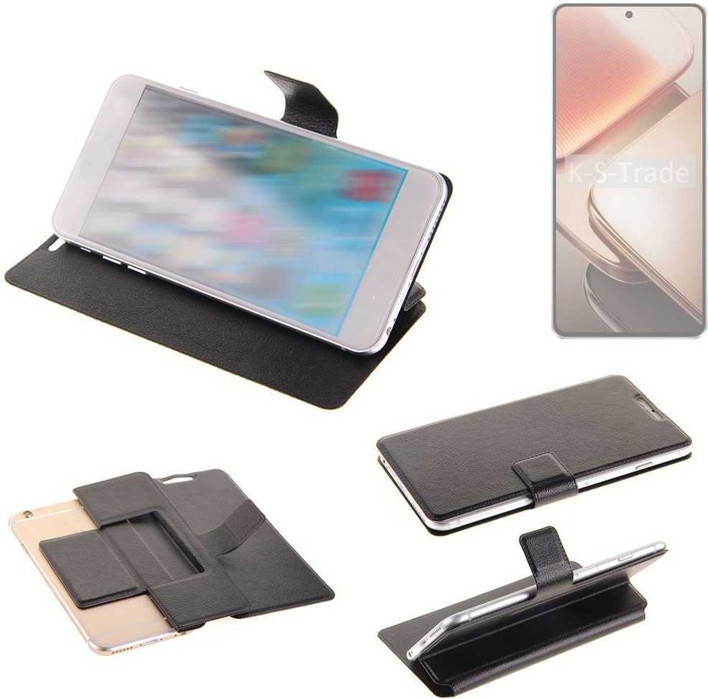 K-S-Trade Schutzhülle kompatibel mit Vivo iQOO Z9 Turbo+ Schutzhülle Flip Cover Klapphülle Wallet Case Slim Handyhülle bookstyle schwarz