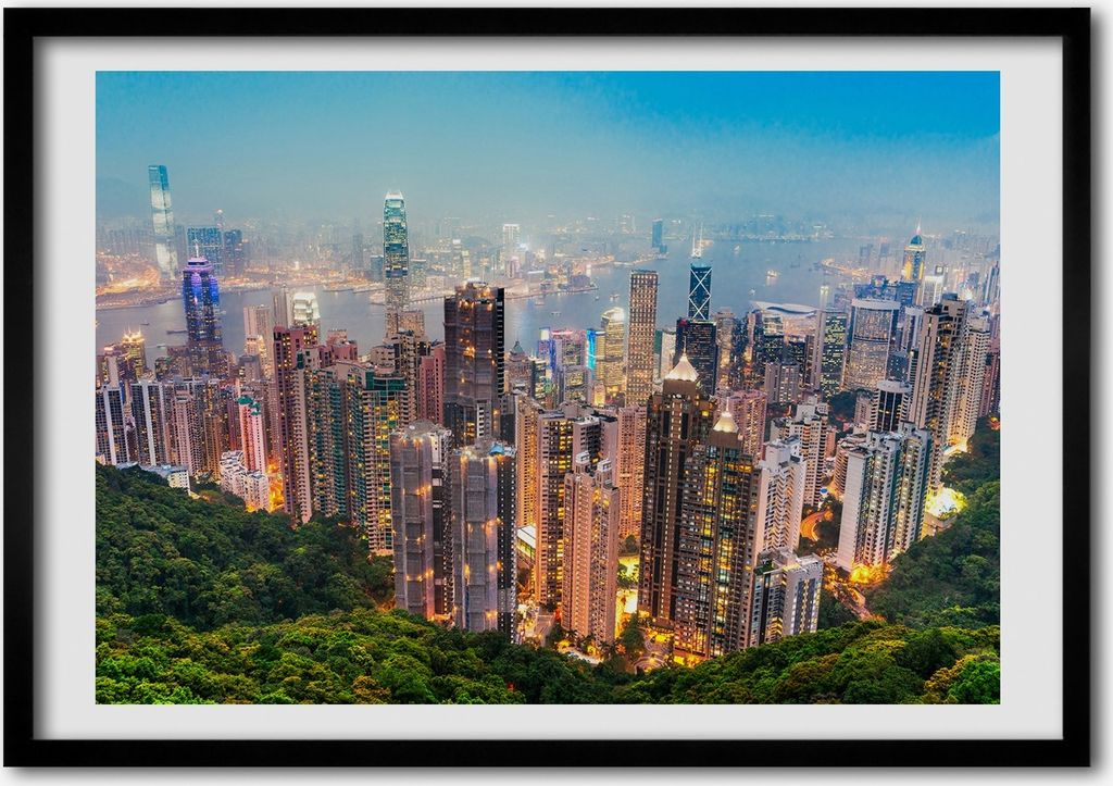 Bild - Bilder - Bilderrahmen - 70 cm x 50 cm - MDF-Rahmen, Wandkunst Hongkong