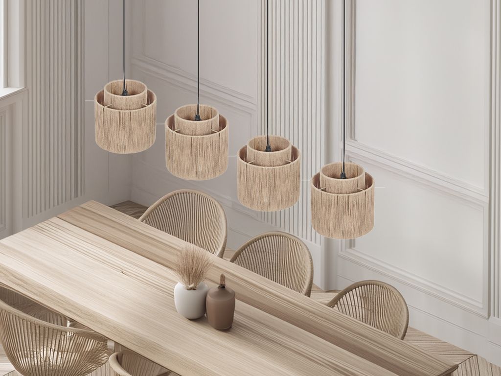Skandinavische LED Boho Pendelleuchte 4-flammig Esszimmerlampe hängend, B: 115cm