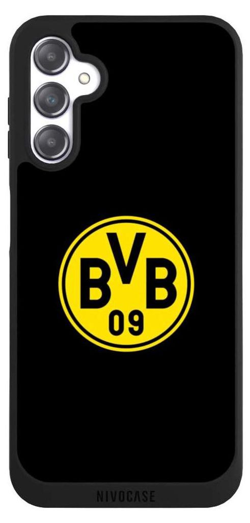 NIVOCASE Handyhülle für Samsung Galaxy A14 5G Hülle NIVOpure Case Schwarz BVB Borussia Dortmund Logo