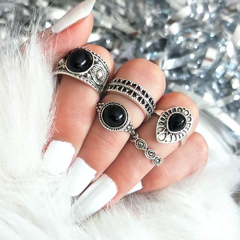 5 Stücke Vintage Hohl Tropfen Über Knuckle Frauen Stapeln Midi Ringe Set Pub Geschenk