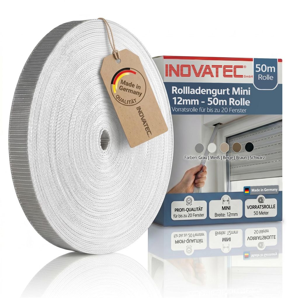 INOVATEC 50 m Rollladen Gurtband Mini 12 mm grau Produktbild 