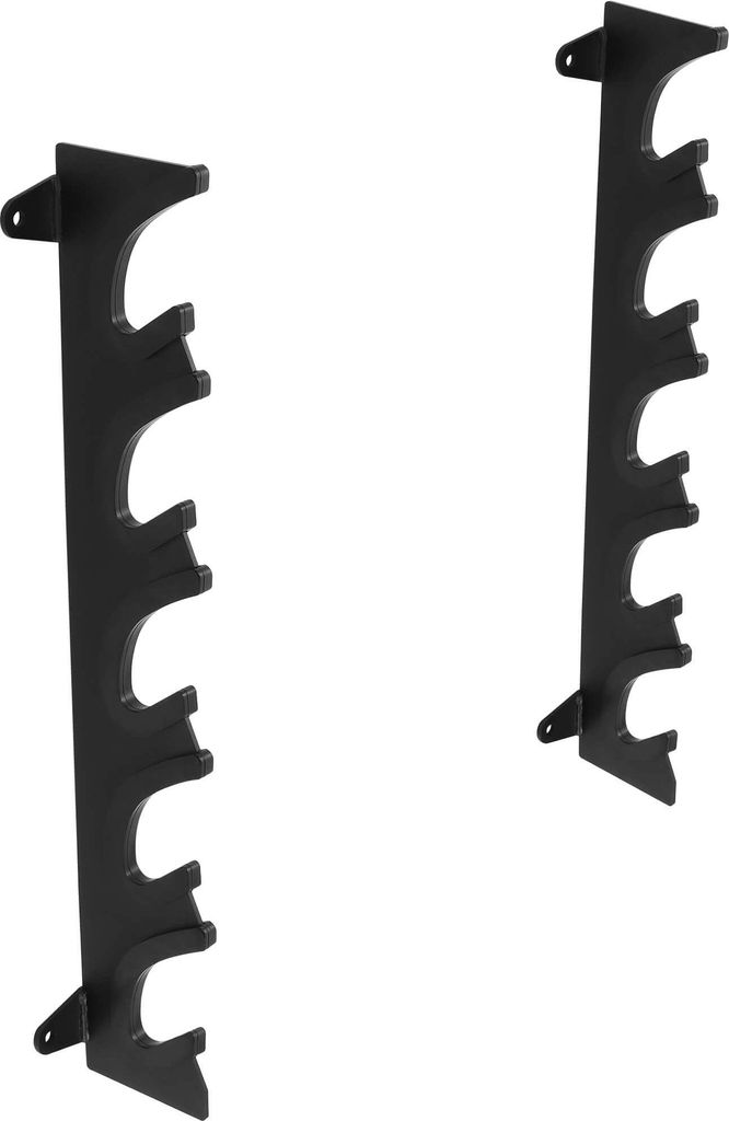 GORILLA SPORTS Langhantel Wandhalterung - 5 Aufnahmen, bis 300kg Belastbar, aus Stahl, Schwarz - Hantelstangen Wandhaken, Wandbefestigung, Hantel...