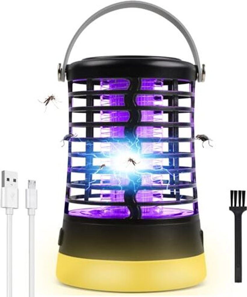 Electric Insect Killer Mosquito Lampe Batterie - UV Repellent IP65 wasserdichtes USB -Ladegeladen 3 Lichtmodi Camping Hanging Hook Outdoor, Garten, Ba