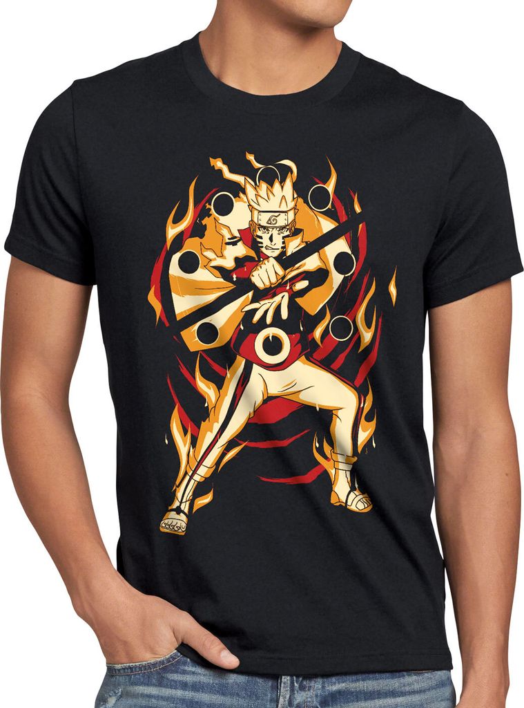 style3 Kurama Modus Herren T-Shirt uzumaki ninja anime manga