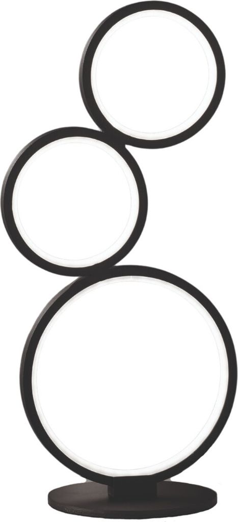 A modern LED table lamp with three stacked circular frames.