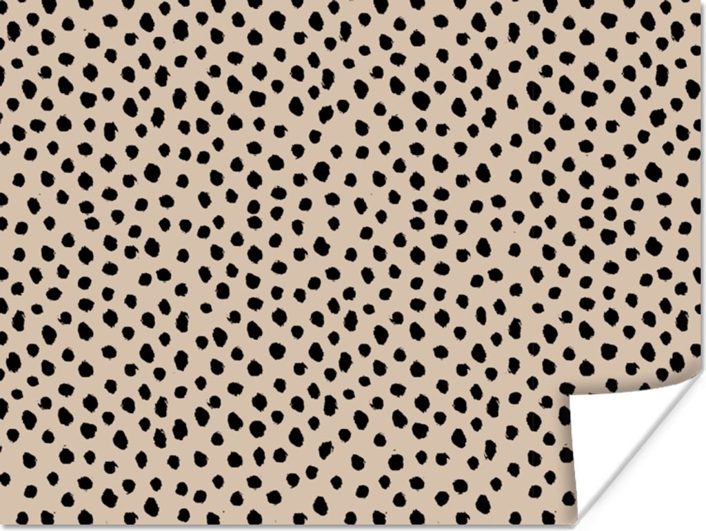 MuchoWow Poster Beige - Tupfen - Muster - Schwarz 40x30 cm - Plakate für die Wände - Poster Wohnzimmer