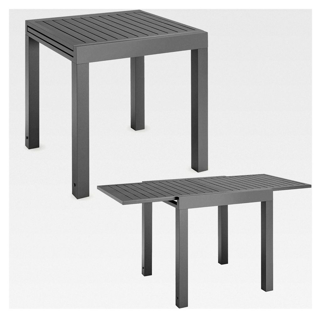 Gartentisch Laki 70x70 cm ausziehbar - Aluminium Esstisch - große Tischplatte - Alu Tisch für Balkon und Gartenmöbel in Anthrazit