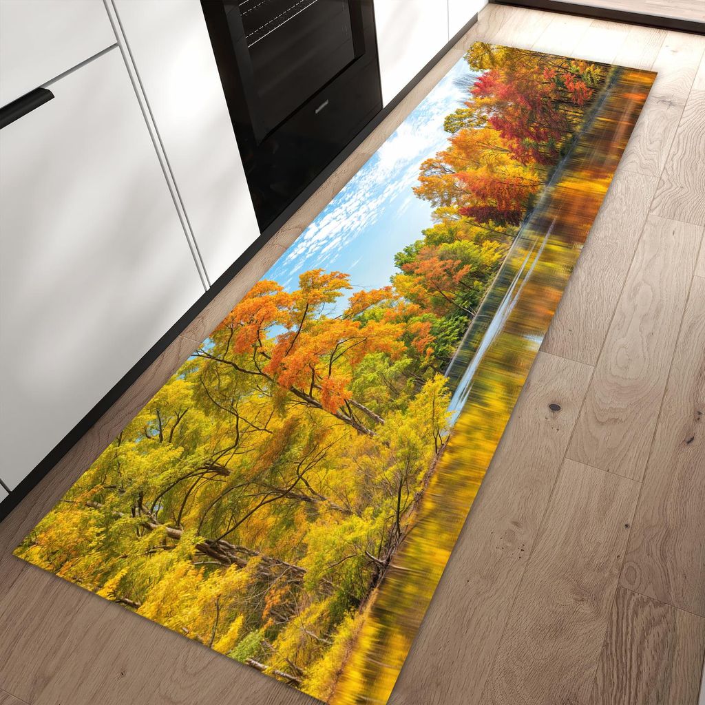 Küchenteppich 80x250cm rutschfest & abwischbar PVC Läufer - Herbstlicher See