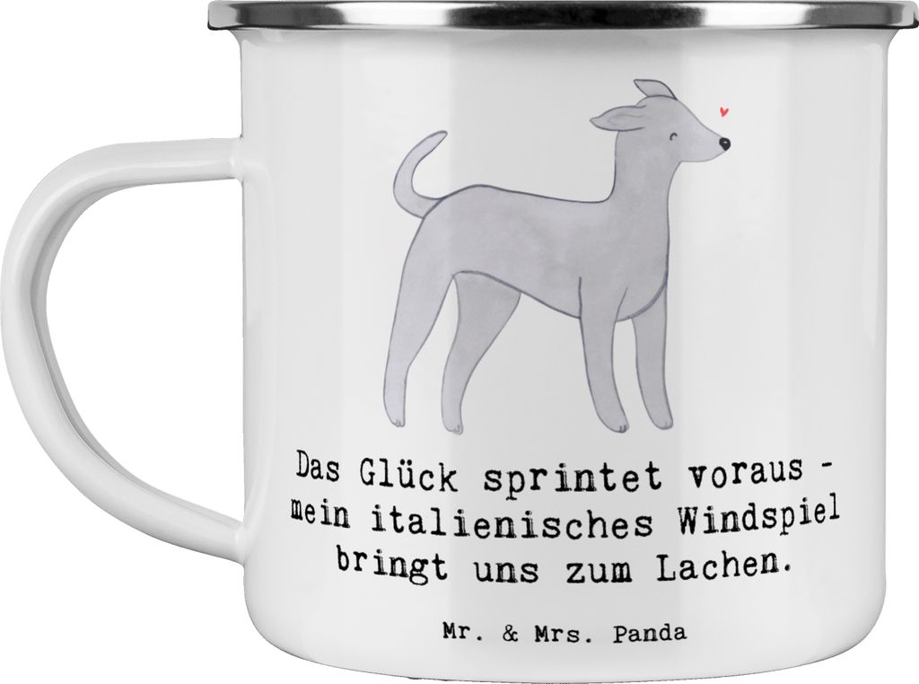 Mr. & Mrs. Panda Pott Italienisches Windspiel Glück - Weiß - Geschenk, Kaffeepott, Hunderassen Eigenschaften, Emaille Tasse, treuer Begleiter, el...
