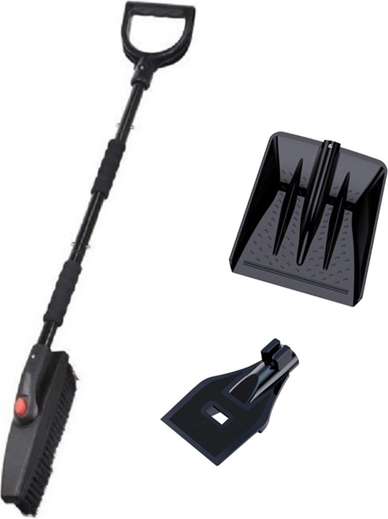1 Set Snow Shovel 360 Grad rotierende feine Borstenborder-Verlängerung vom Typ 3-in-1-Auto vorder-Schwarz