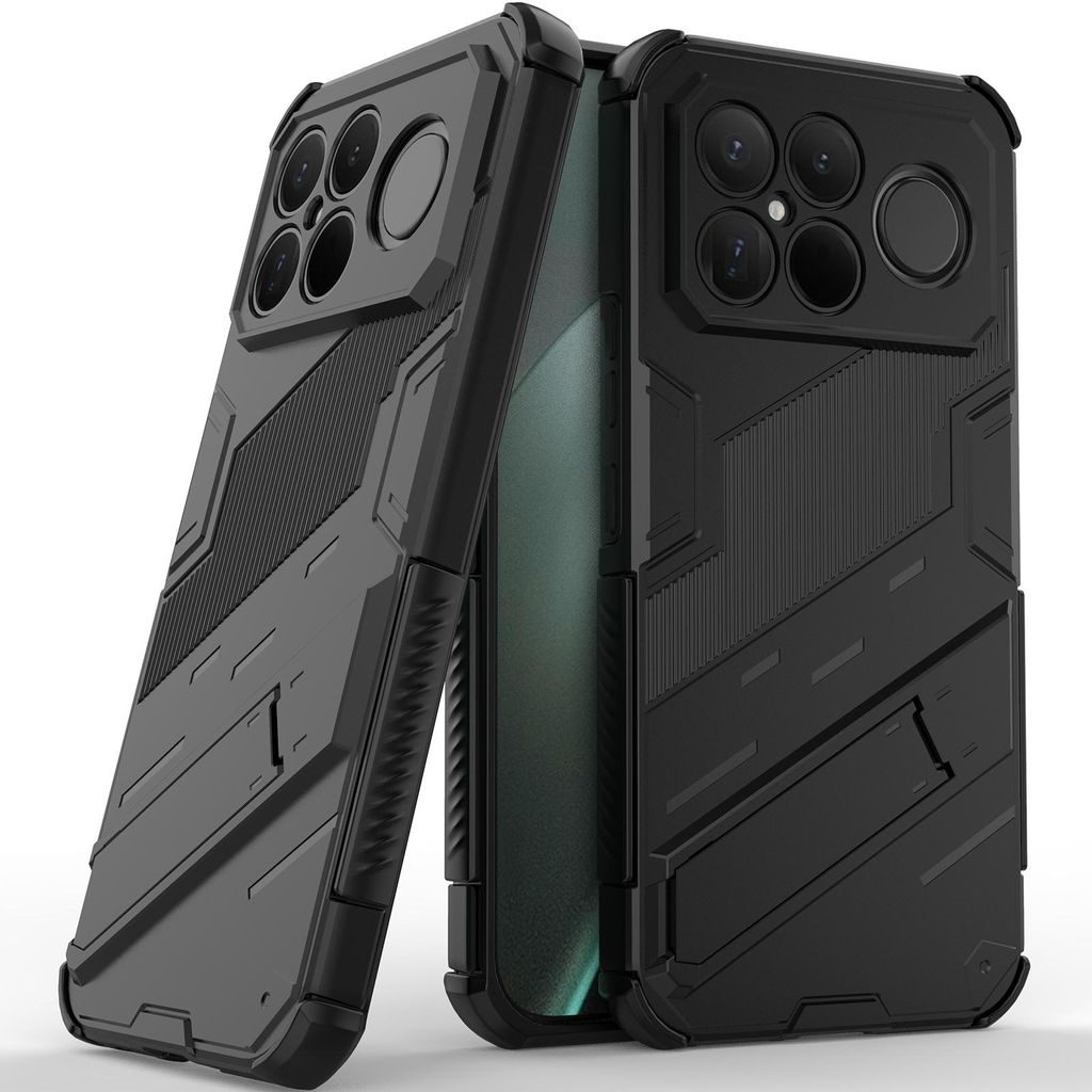 Armor Hülle für Xiaomi Poco F8 Ultra/Redmi K90 Pro Max Hybrid PC TPU Bumper Stoßfestes Schutzhülle mit Standfunktion Schwarz