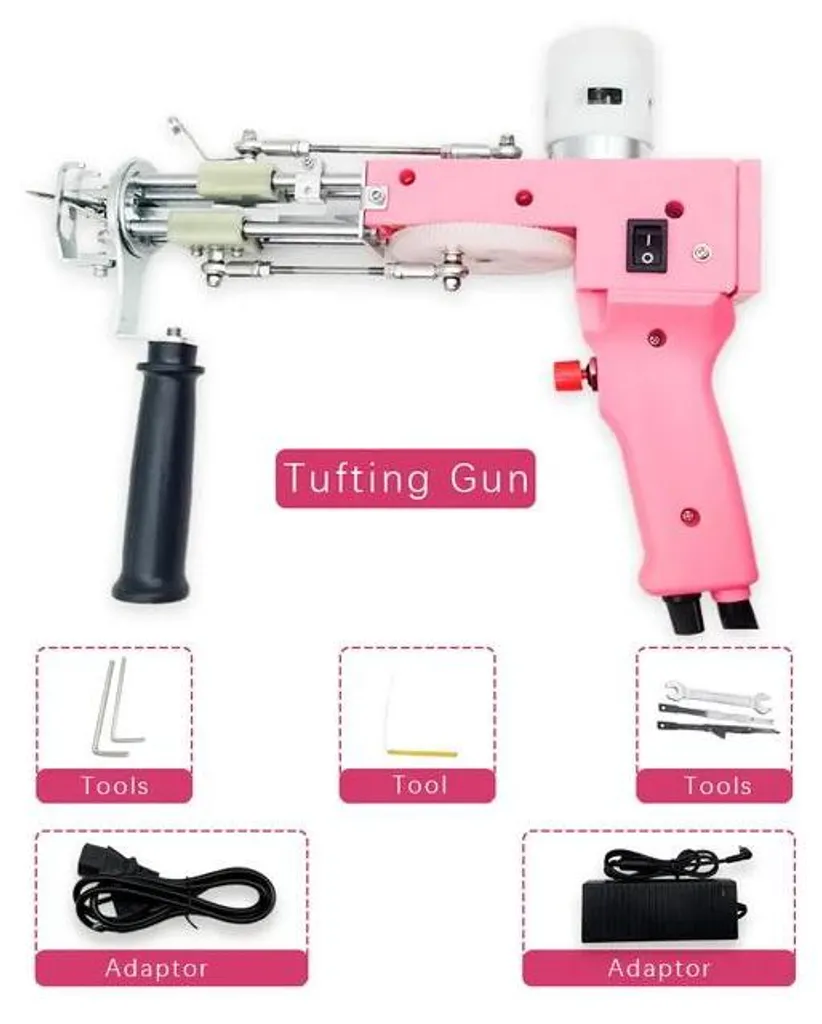 Créez vos tapis personnalisés avec ce pistolet à touffeter rose 2en1
