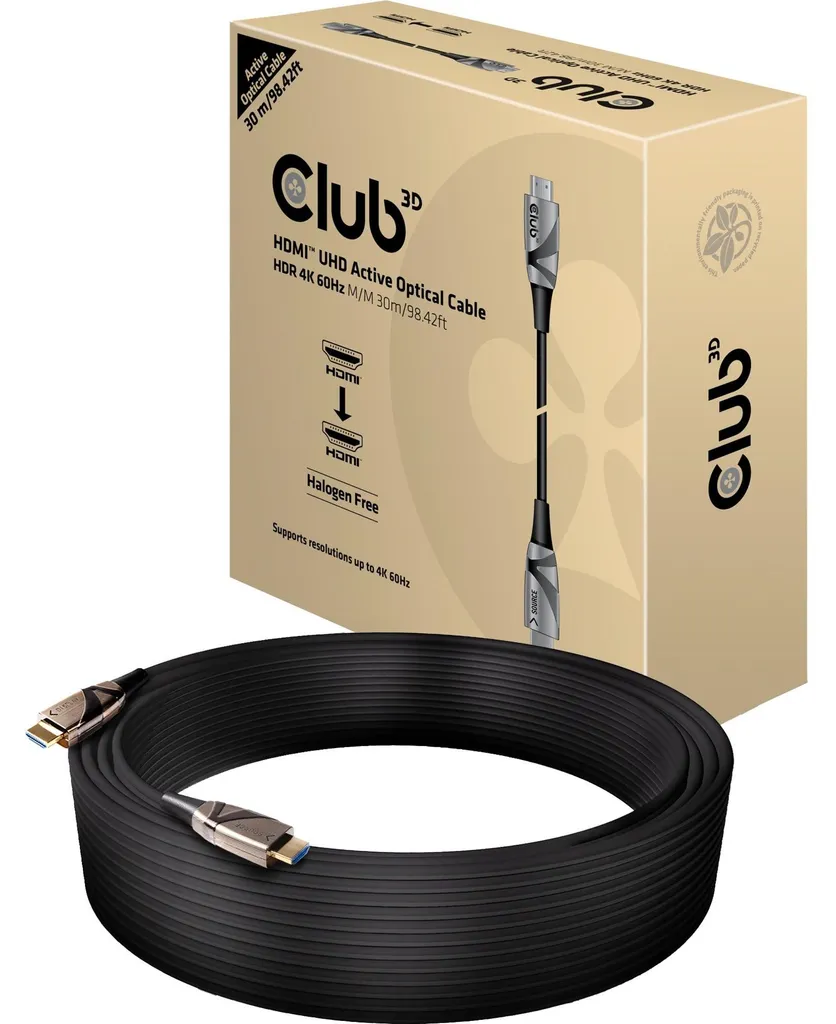 Câble HDMI pour Vidéoprojecteur 4K - Club 3D CAC-1390 Optique 30 Mètres
