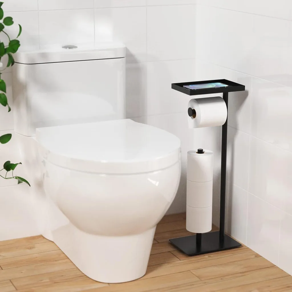 Rangement papier toilette noir 4 rouleaux avec tablette supérieure - 6