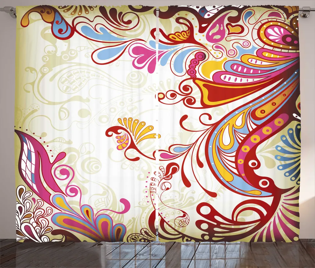 ABAKUHAUS Tenda Rustica Paisley 280x245cm | Soggiorno Grigio Giallo