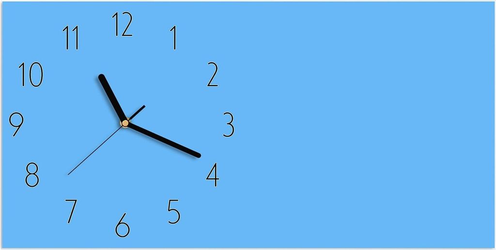 Wanduhr aus Glas mit Motiv Himmelblauer Hintergrund- 60 x 30 cm - inkl. Aufhängesystem