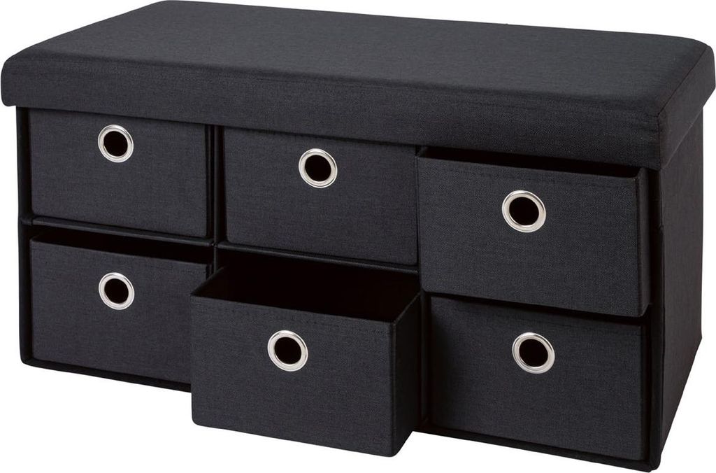 Livarno Home Sitzbank anthrazit mit 6 Fächern Sitztruhe Produktbild 