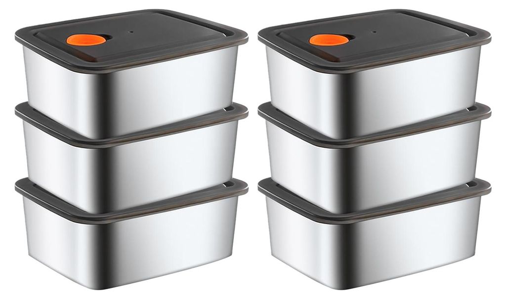 Lunchbox aus Edelstahl mit belüfteten Deckeln, wiederverwendbare Metall-Mahlzeitenboxen, stapelbarer, BPA-freier Lebensmittelbehälter für Snacks...