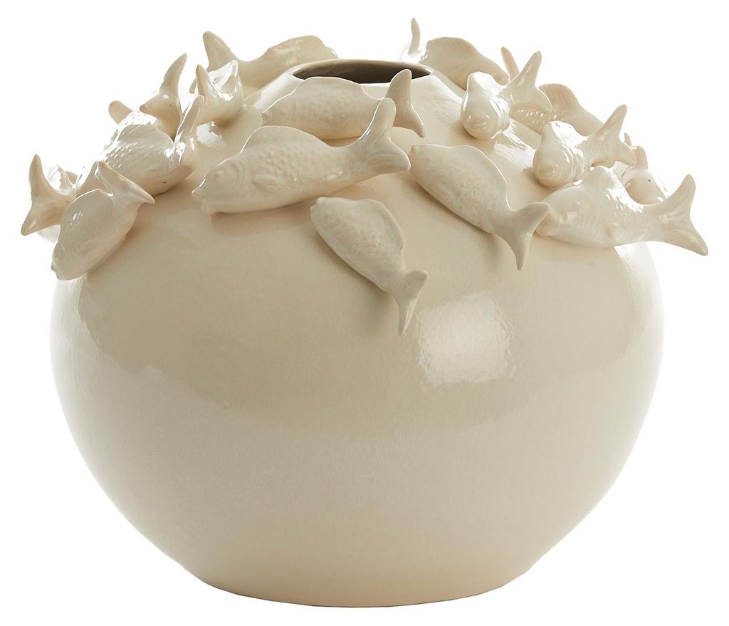 Light & Living Keramische Vase FISH in Crème-Ausführung – Ø41,5x32 cm