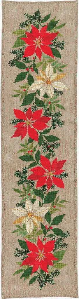 Kit Broderie Point de Croix : Réussissez votre Chemin de Table de Noël