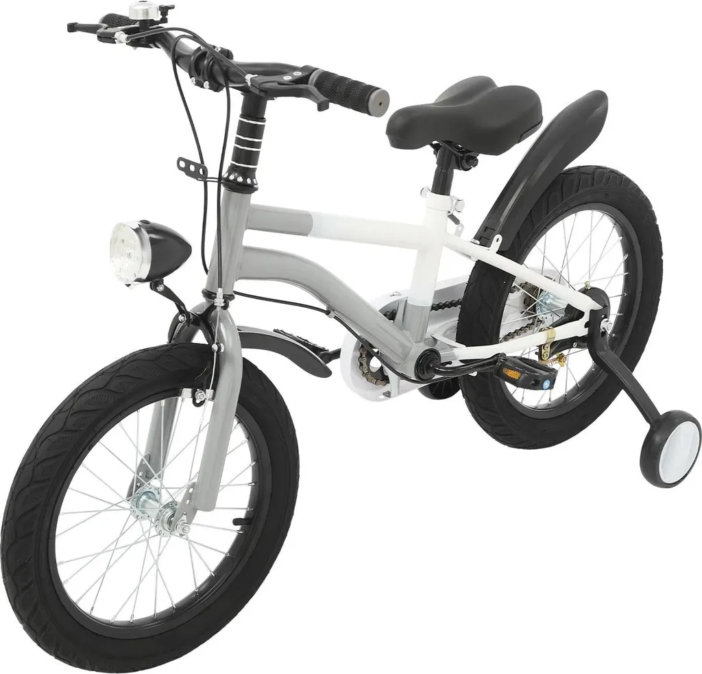 Vélo enfant apprentissage 16 pouces gris clair idéal taille 105-135 cm