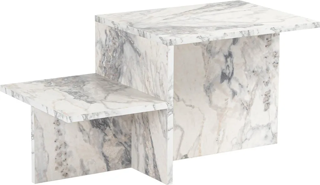 Table basse Varian 80x40x40 cm en marbre blanc avec porte-revues chic