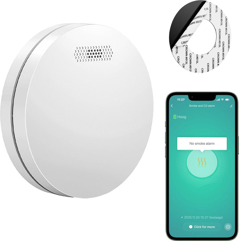SAVS SM11W Rauchmelder WLAN – 10 Jahre Batterie – Smart kompatibel mit Tuya App - Extra flaches Design – Feuermelder WiFi – Montage ohne Bo...