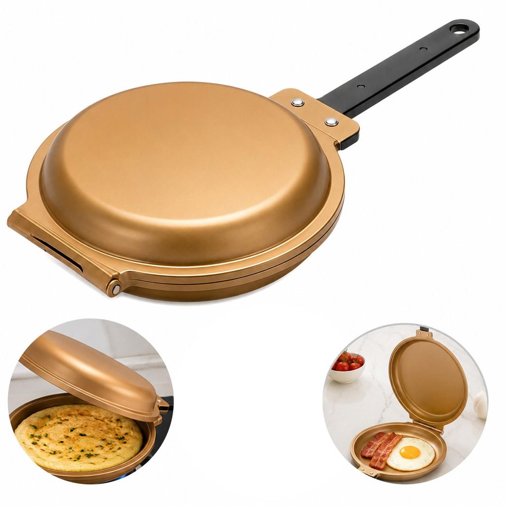 Sandwich-Pfanne,doppelseitige Antihaft-Pfanne für Omeletts und Pfannkuchen,schnelles Erhitzen,leicht zu reinigen,hitzebeständiger Griff, Küche Z...