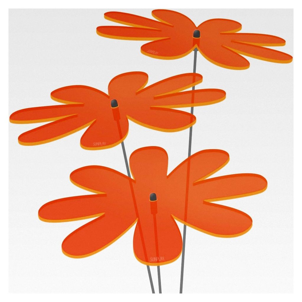 Sonnenfänger Gänseblümchen in ORANGE, 3 Stück mit 20 cm Durchmesser im Set + 70 cm Schwingstäbe