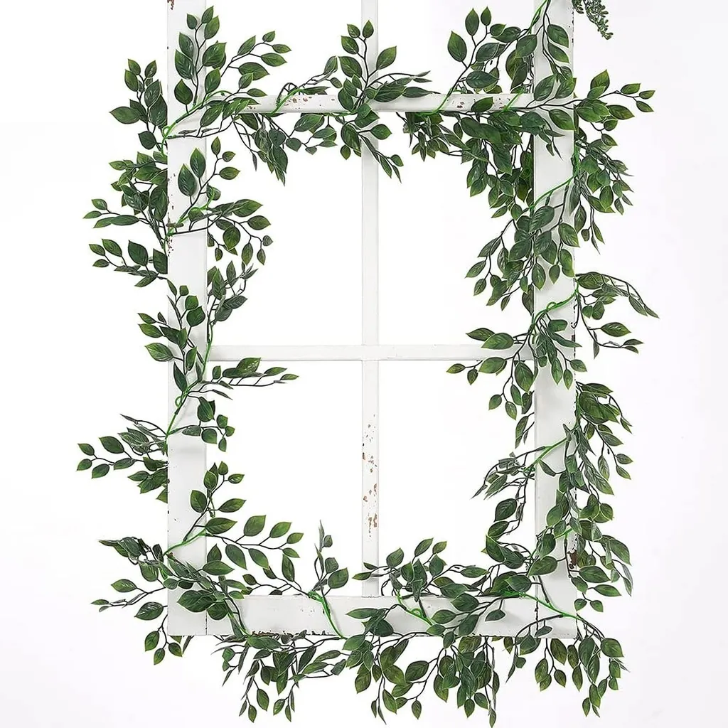 2 couronnes de lierre artificiel réaliste 1,8m pour décoration murale