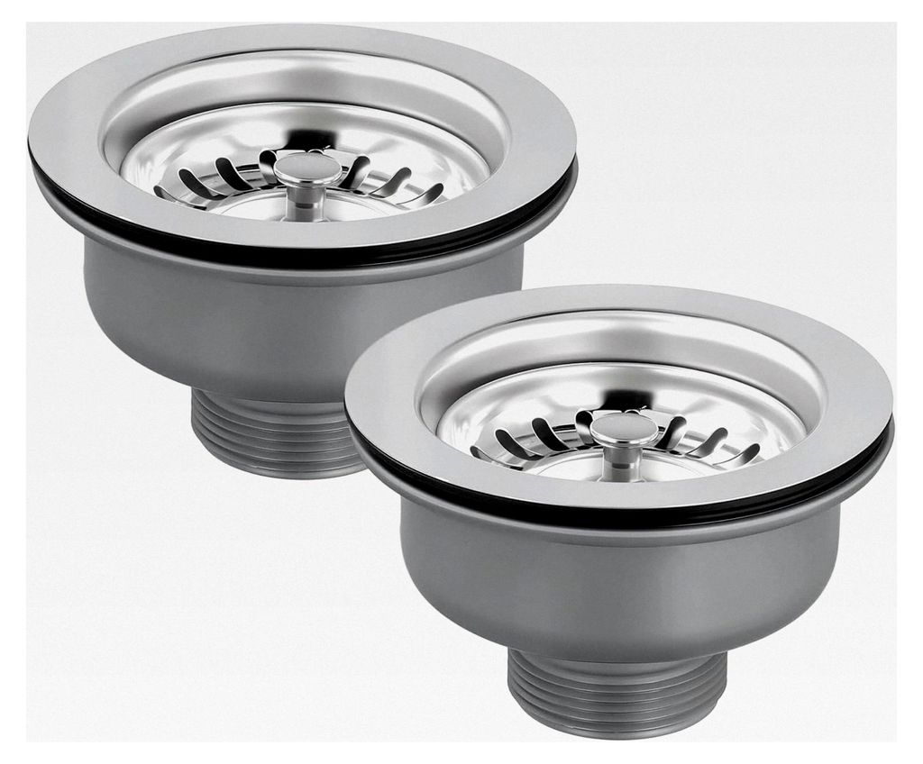 2 Stück Edelstahl Abflusssieb 114 mm - Rostfreier Spülbeckenfilter mit Dichtungsring, Korb-Sieb, Universell Passend für 83-90 mm Küchenspülen