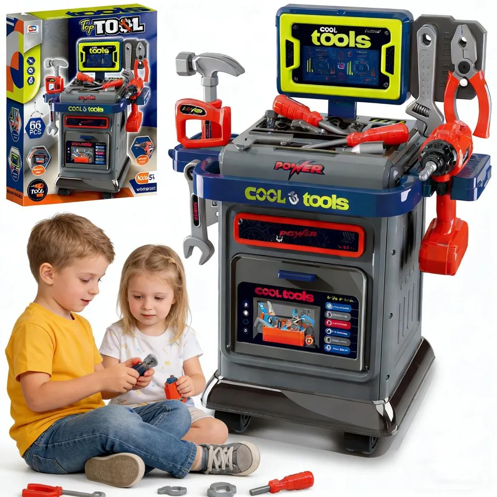 Établi enfant sécurisé anti-choc avec outils ergonomiques gris dès 3 ans