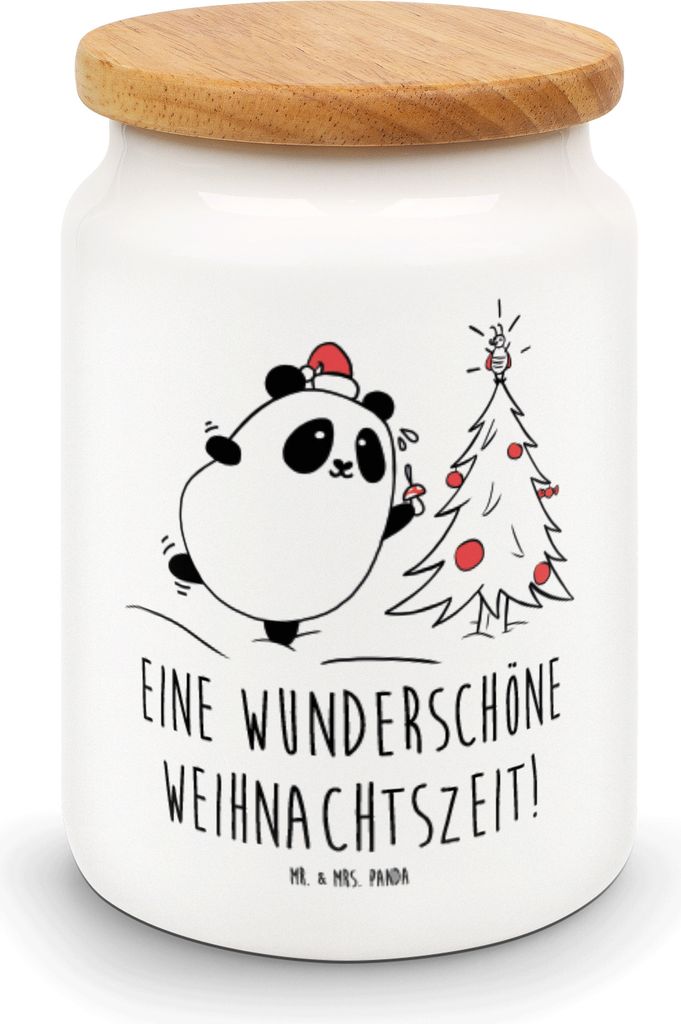 Mr. & Mrs. Panda Lebensmittelbehälter Panda Weihnachtszeit - Weiß - Geschenk, Keksdose, Aufbewahrungsdose, Dose, Kaffeedose, behälter, Vorratsbe...
