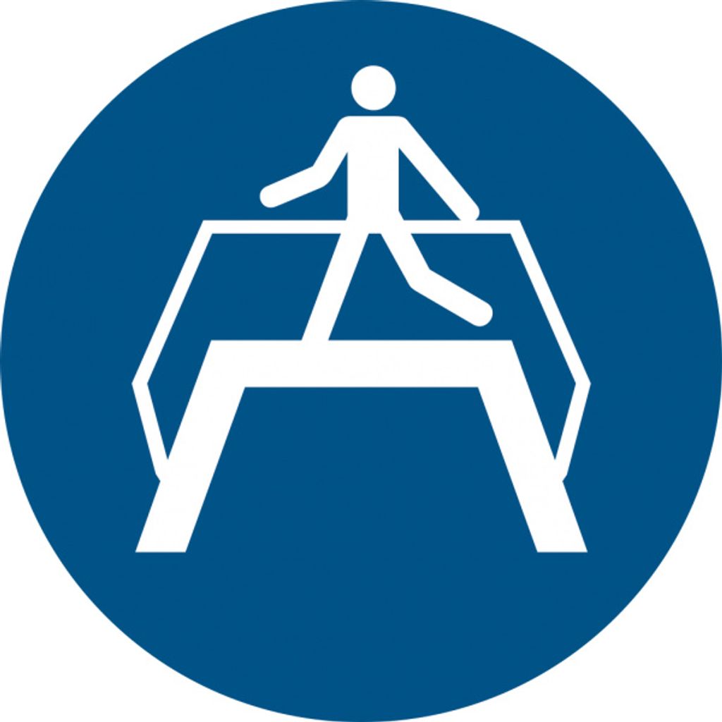 Gebotszeichen 'Übergang benutzen' (M023), gem ASR A1.3 (DIN EN ISO 7010) Schild Kunststoff 20cm 1 Stück
