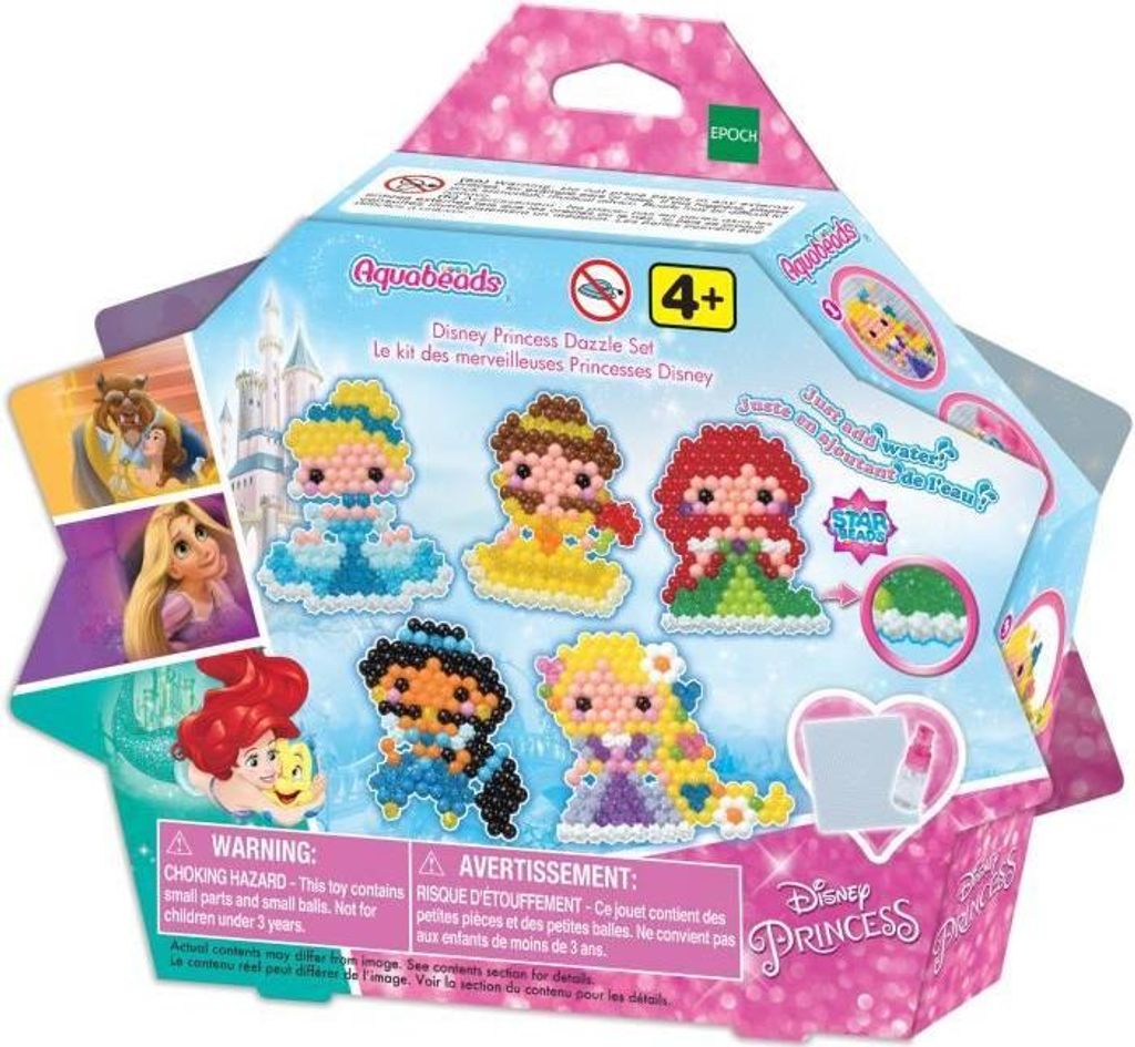 Aquabeads Disney Prinzessinnen Set, 800+ Multicolor Sternperlen, Bastelset ab 4 Jahren