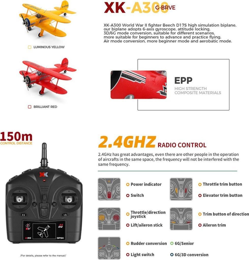 XK A300-Beech D17S 550mm Spannweite 2,4 GHz | Kaufland.de