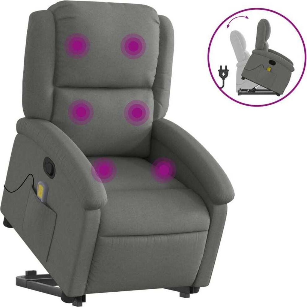 Massagesessel mit Aufstehhilfe Dunkelgrau Stoff