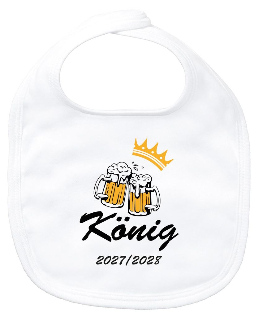 Huuraa Baby Lätzchen König 2027/28 Bierkrug Schüztenkönig White Klettverschluss Baumwolle Latz Geschenkidee
