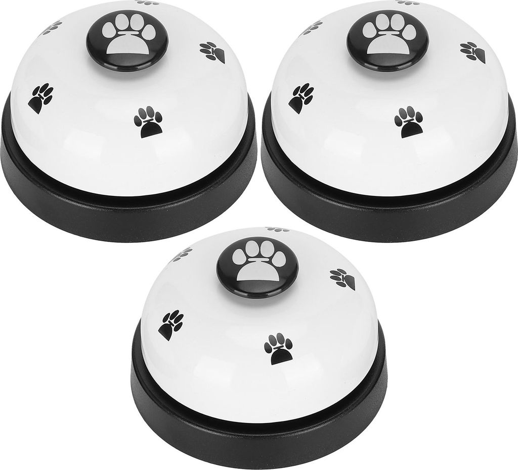 3 Stück Haustier-Trainingsglocke für Hunde, Katzen, Abendessen, Töpfchen, Welpen und Gerät, Spielzeug, Zug-Werkzeuge, weiß