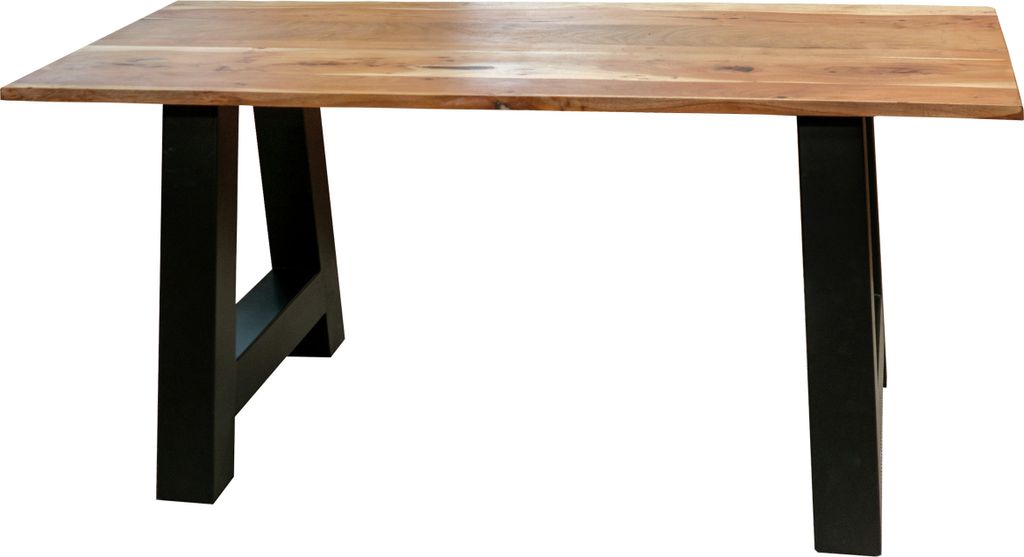 Esstisch 180 x 90 cm Akazie massiv naturfarben gerade Kante A-Gestell PASCAL