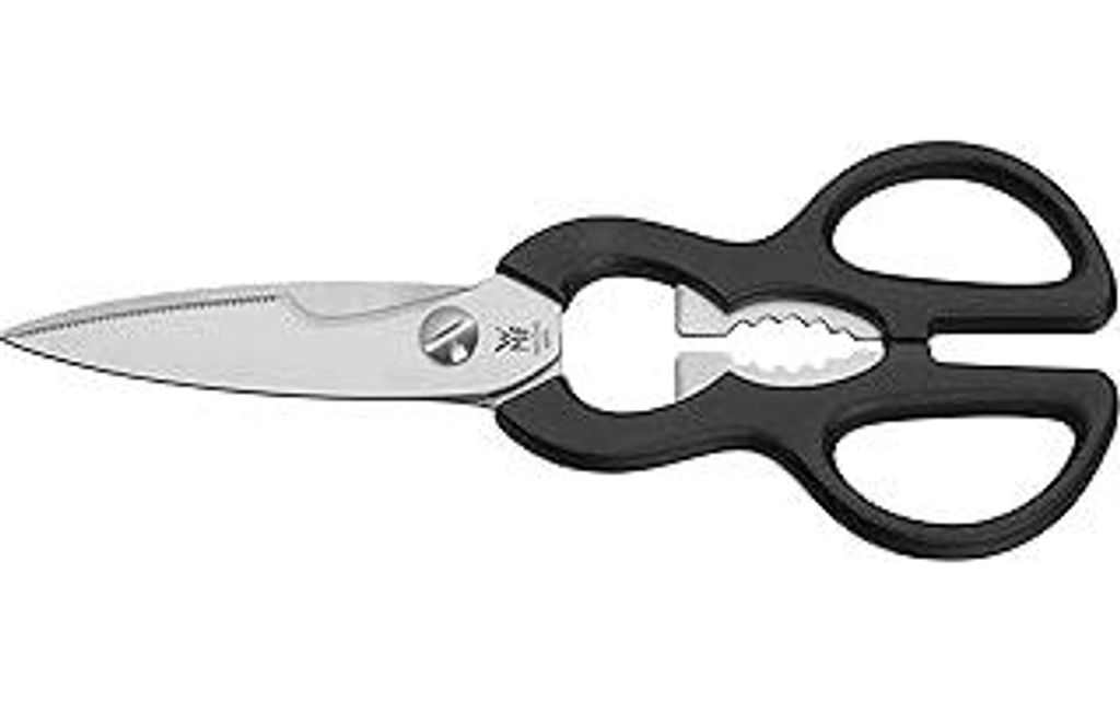 WMF Küchenschere 21 cm, Haushaltsschere mit Sägeschliff, Schere Küche, Edelstahl, Kunststoffgriff, Universalschere mit Flaschenöffner