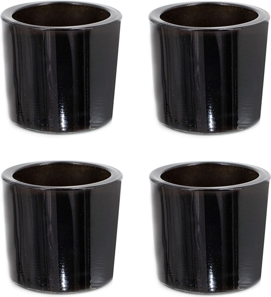 Teelichthalter Glas 6,5x6cm schwarz 4er Set Produktbild 