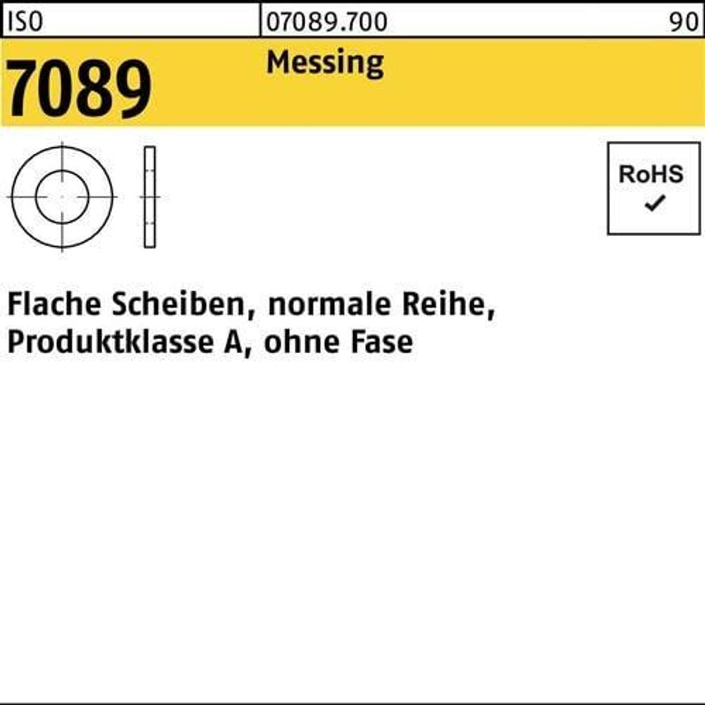Unterlegscheibe ISO 7089 o.Fase 3 Messing